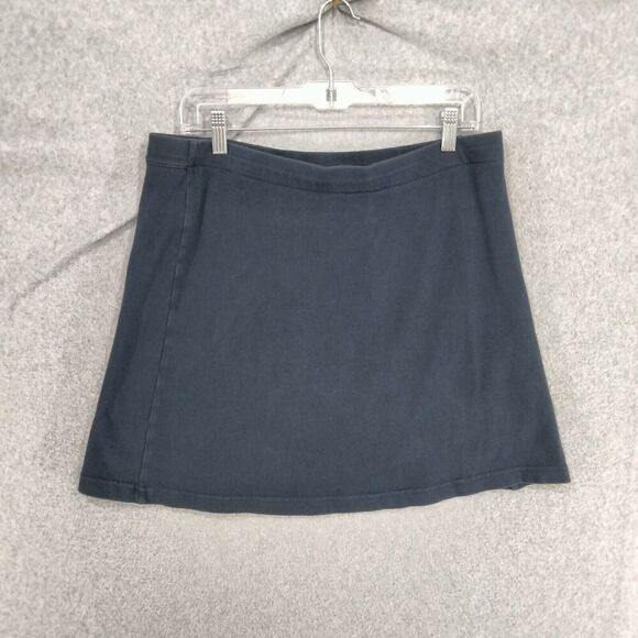 Lands End Tennis Skirt Women Size 12 Navy Blue Pull On Button Detail Solid Skort - Picture 5 of 9